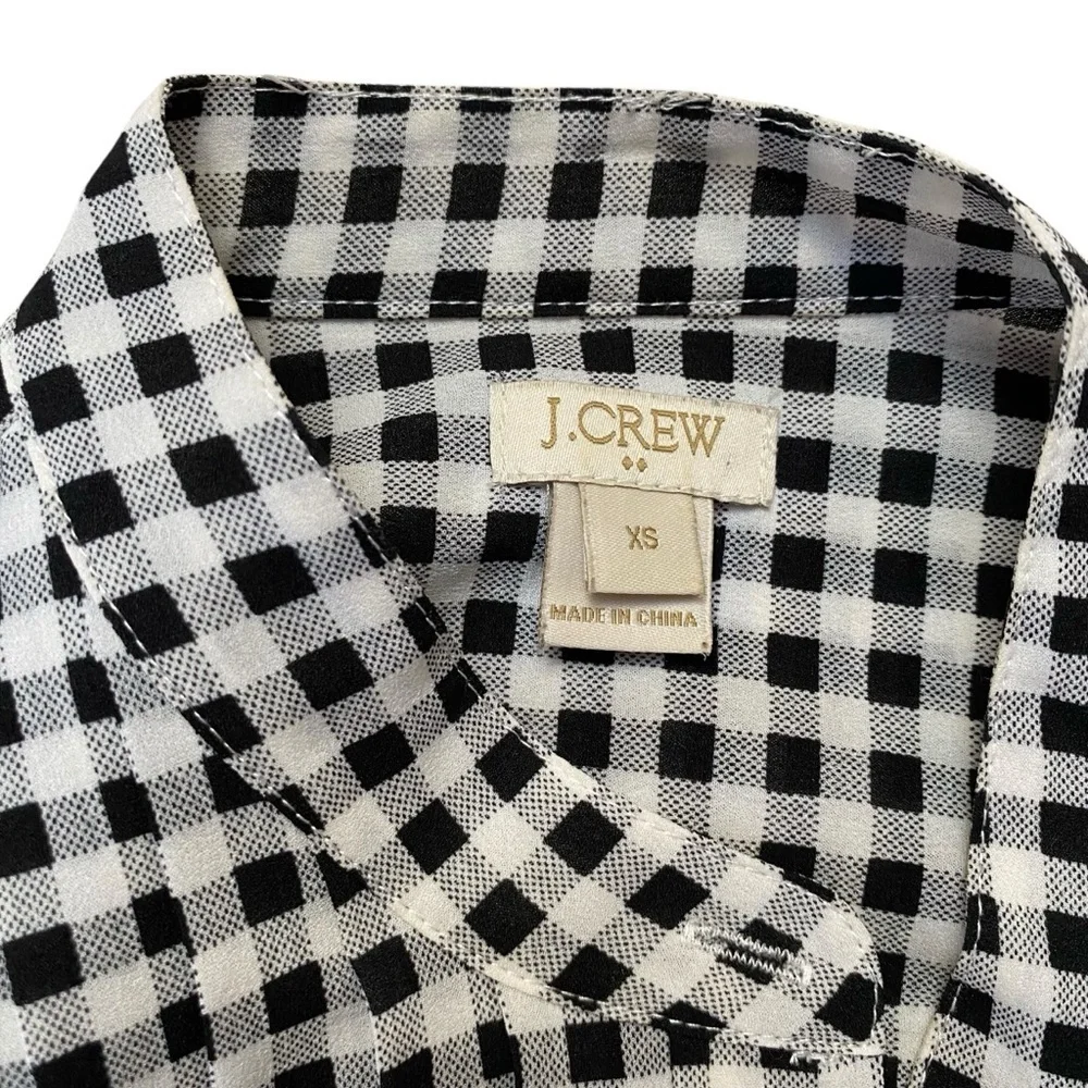 J.Crew Black White Gingham Check Long Sleeve Button Front Blouse XS - Picture 15 of 15
